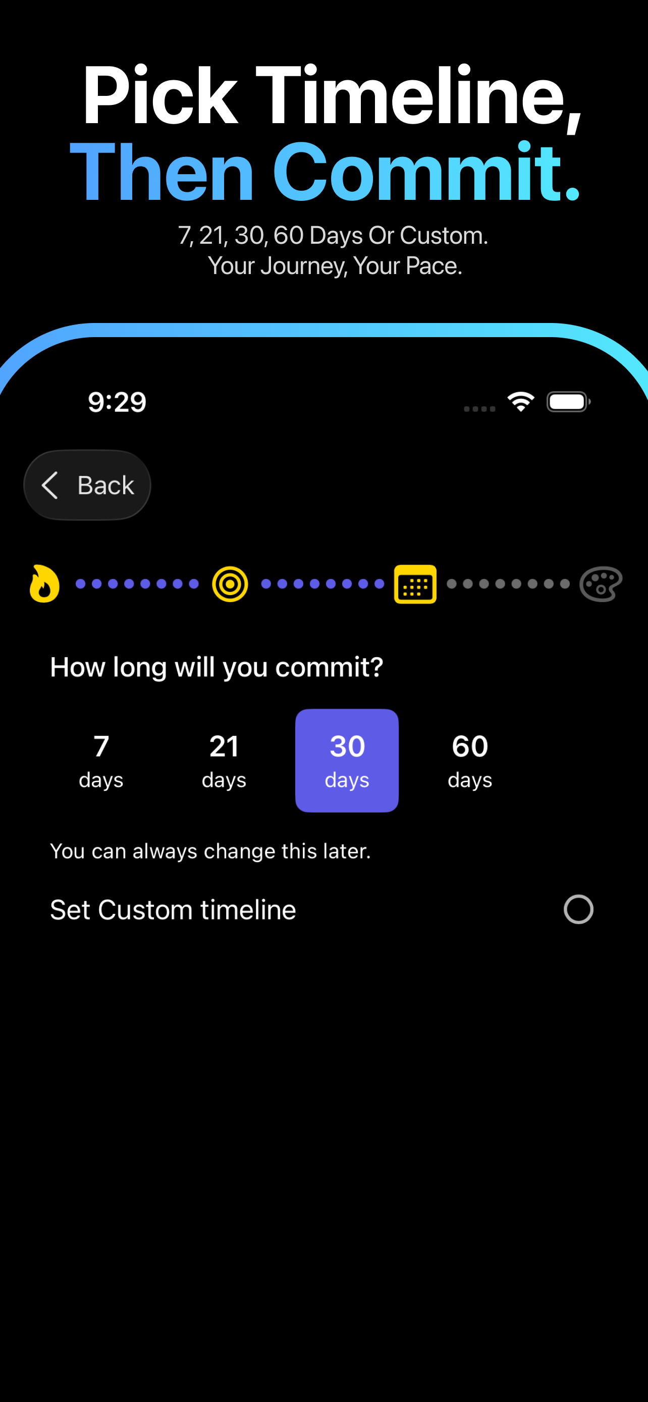 GoalGrid app screenshot showing milestone tracking